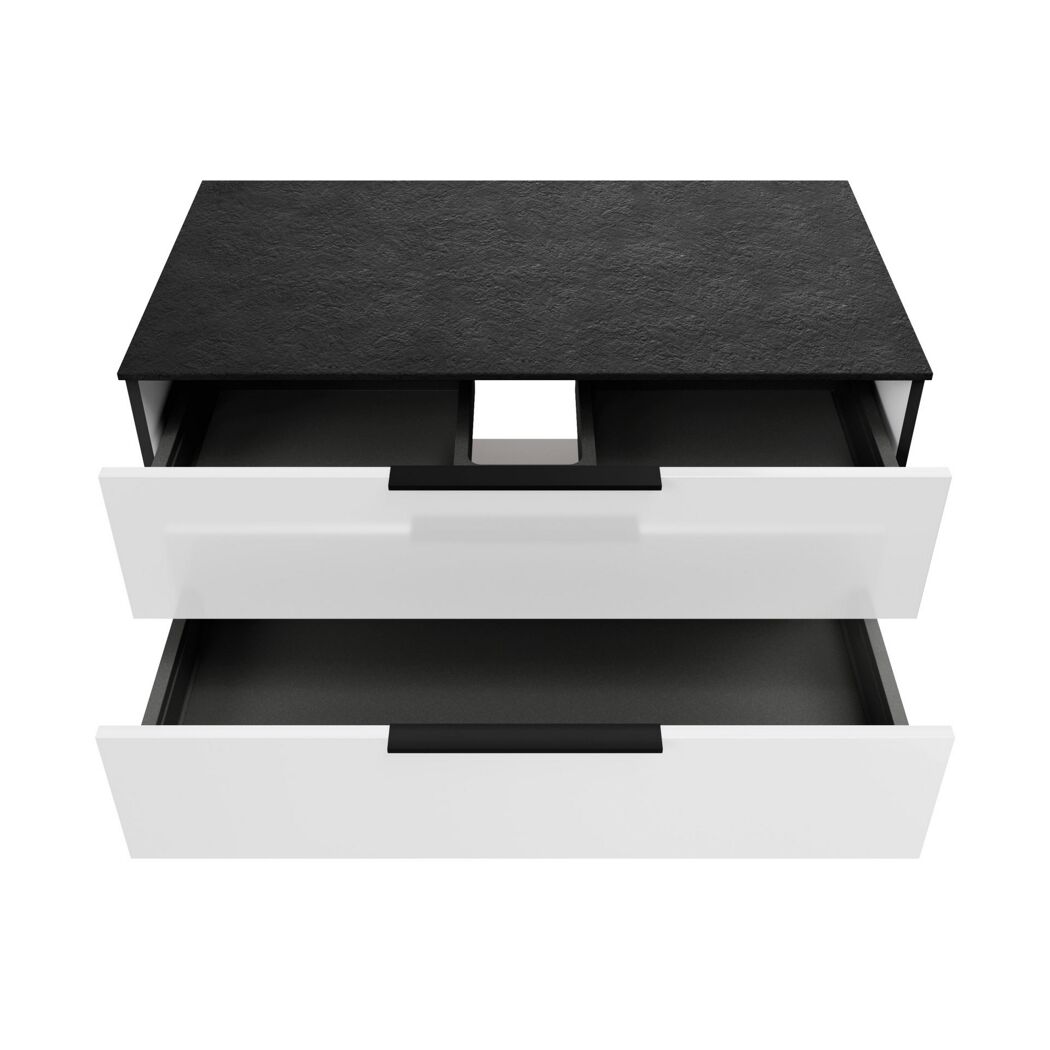 Waschtischplatte mit Unterschrank 'Flair' schwarz/weiß 100,6 x 48,7 x 47,5 cm