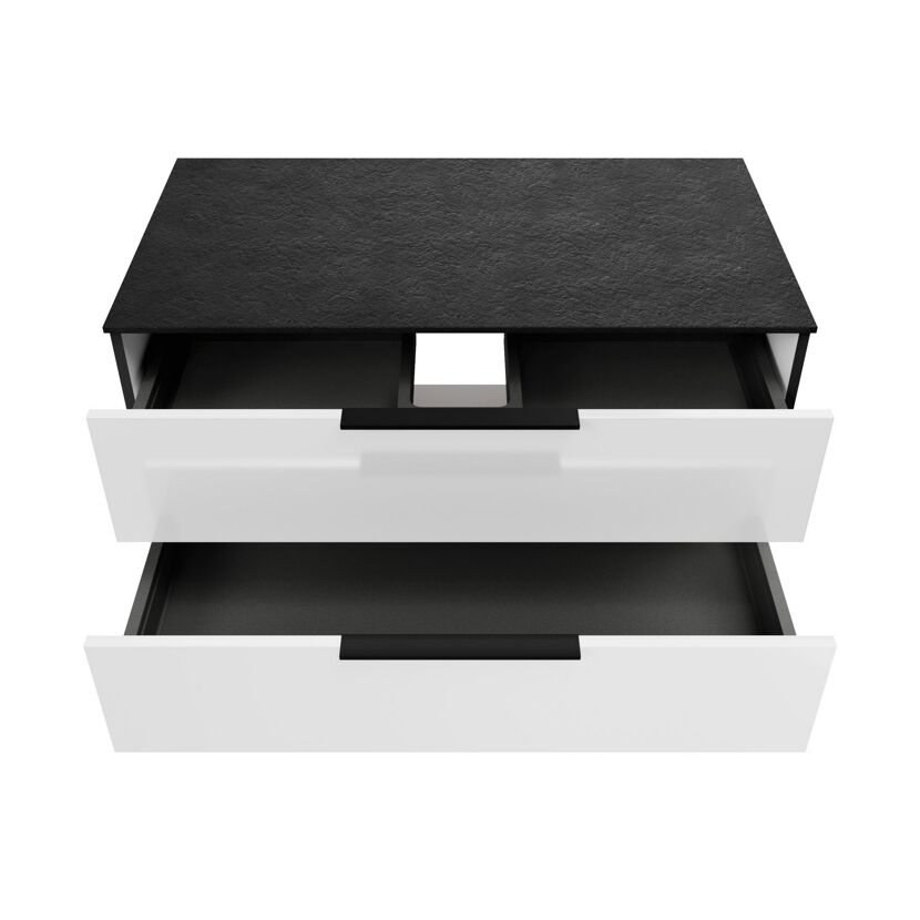 Waschtischplatte mit Unterschrank 'Flair' schwarz/weiß 100,6 x 48,7 x 47,5 cm