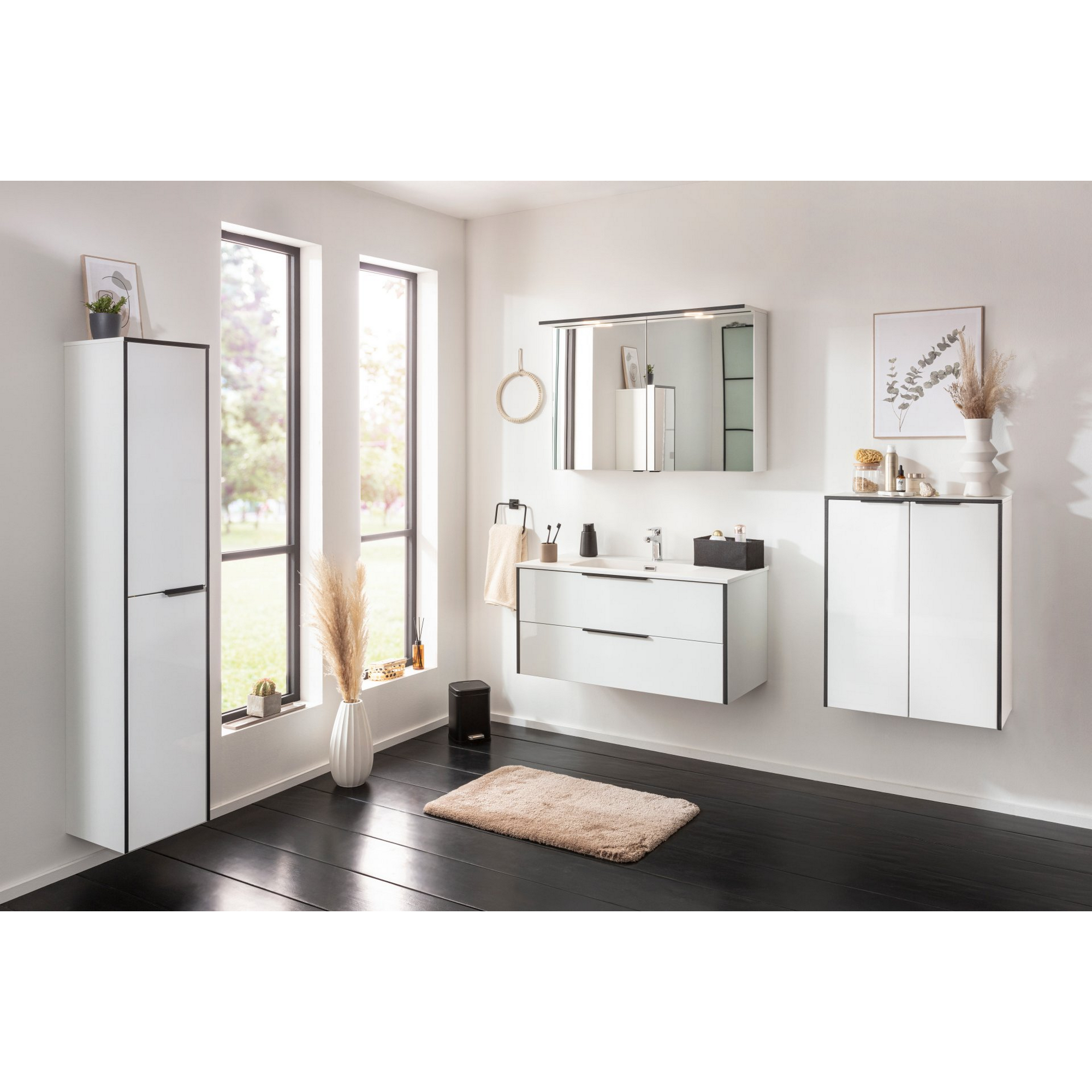 Midischrank 'Flair' weiß/schwarz 62,8 x 82,3 x 32 cm