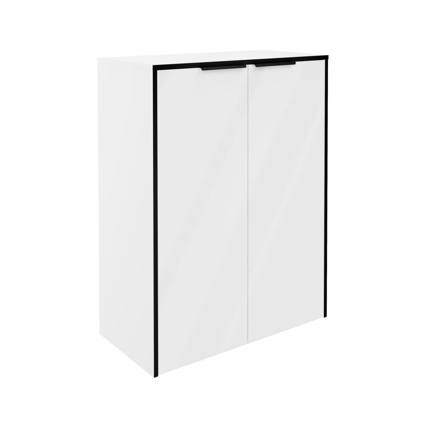 Midischrank 'Flair' weiß/schwarz inklusive Wäschekorb mit Auszug 62,8 x 82,3 x 32 cm