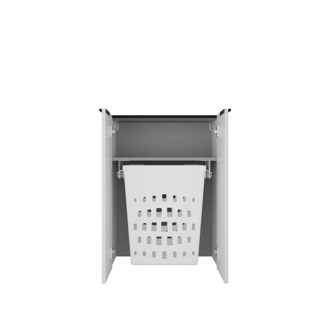 Midischrank 'Flair' weiß/schwarz inklusive Wäschekorb mit Auszug 62,8 x 82,3 x 32 cm