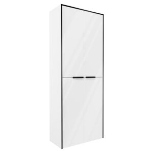 Hochschrank 'Flair' weiß/schwarz inklusive Wäschekorb mit Auszug 62,8 x 163,3 x 32 cm