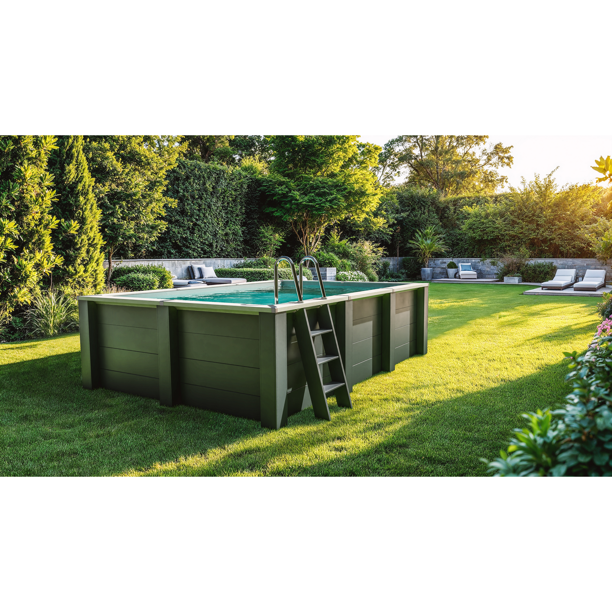 Composite Pool-Set 'Avantgarde Nova' rechteckig grau 315 × 175 × 96 cm, Smart Plug Modul