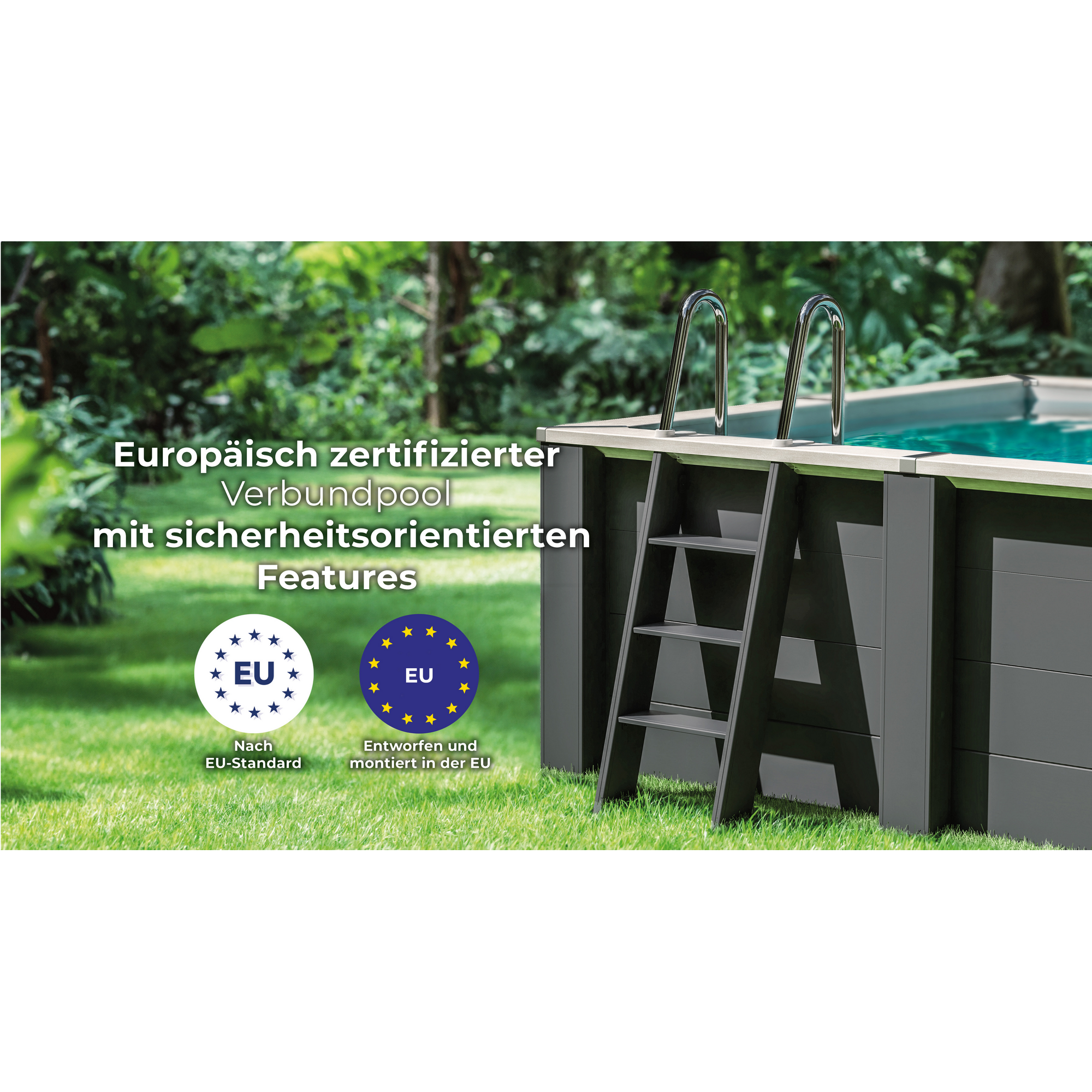 Composite Pool-Set 'Avantgarde Nova' rechteckig grau 315 × 175 × 96 cm, Smart Plug Modul