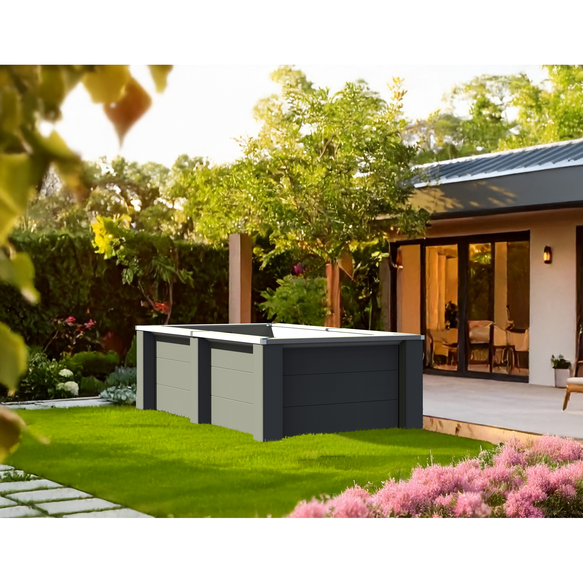 Composite Pool-Set 'Avantgarde Nova' rechteckig grau 315 × 175 × 96 cm, Smart Plug Modul