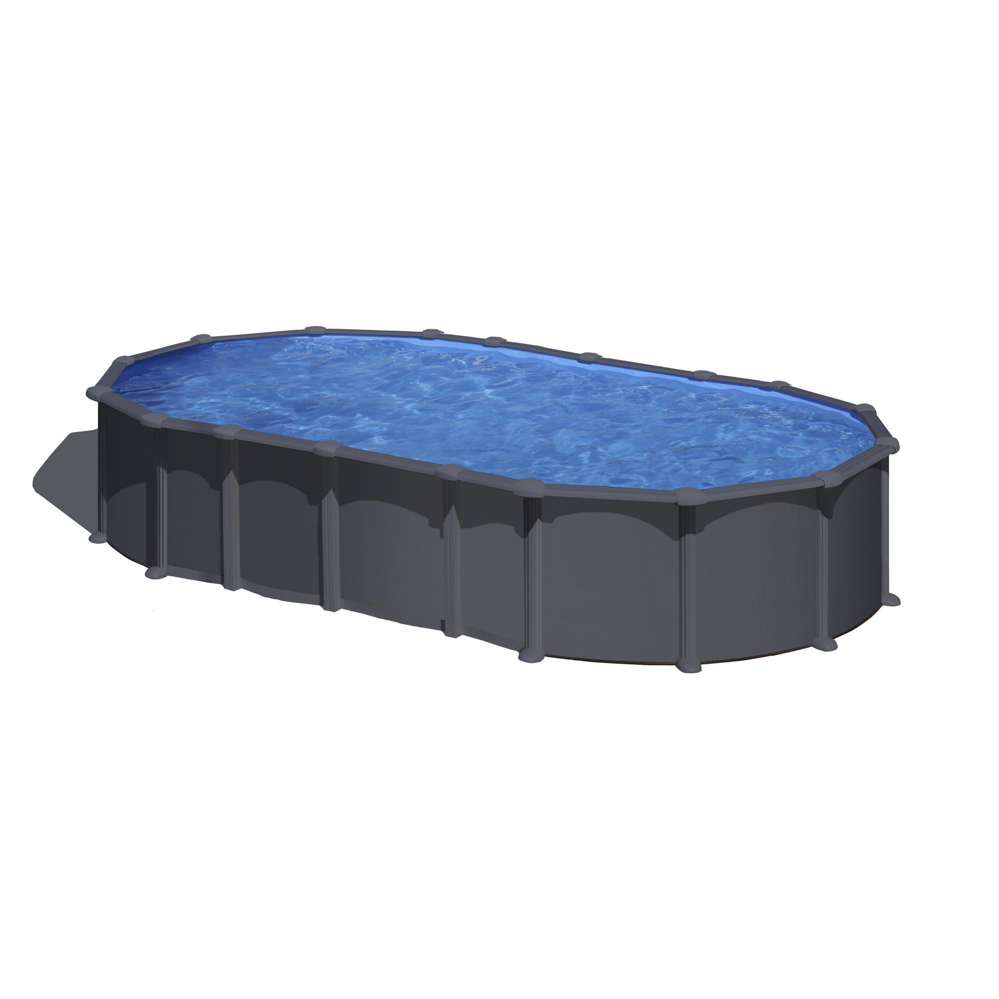 Stahlwandpool-Set 'Anthracite' oval 730 × 375 × 132 cm