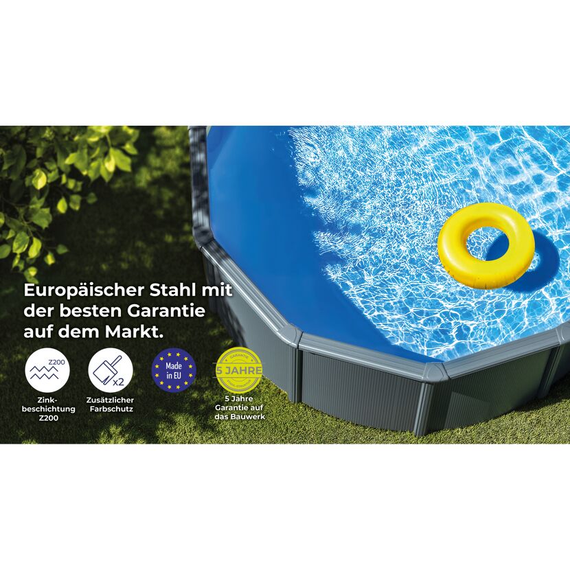 Stahlwandpool-Set 'Anthracite' oval 730 × 375 × 132 cm