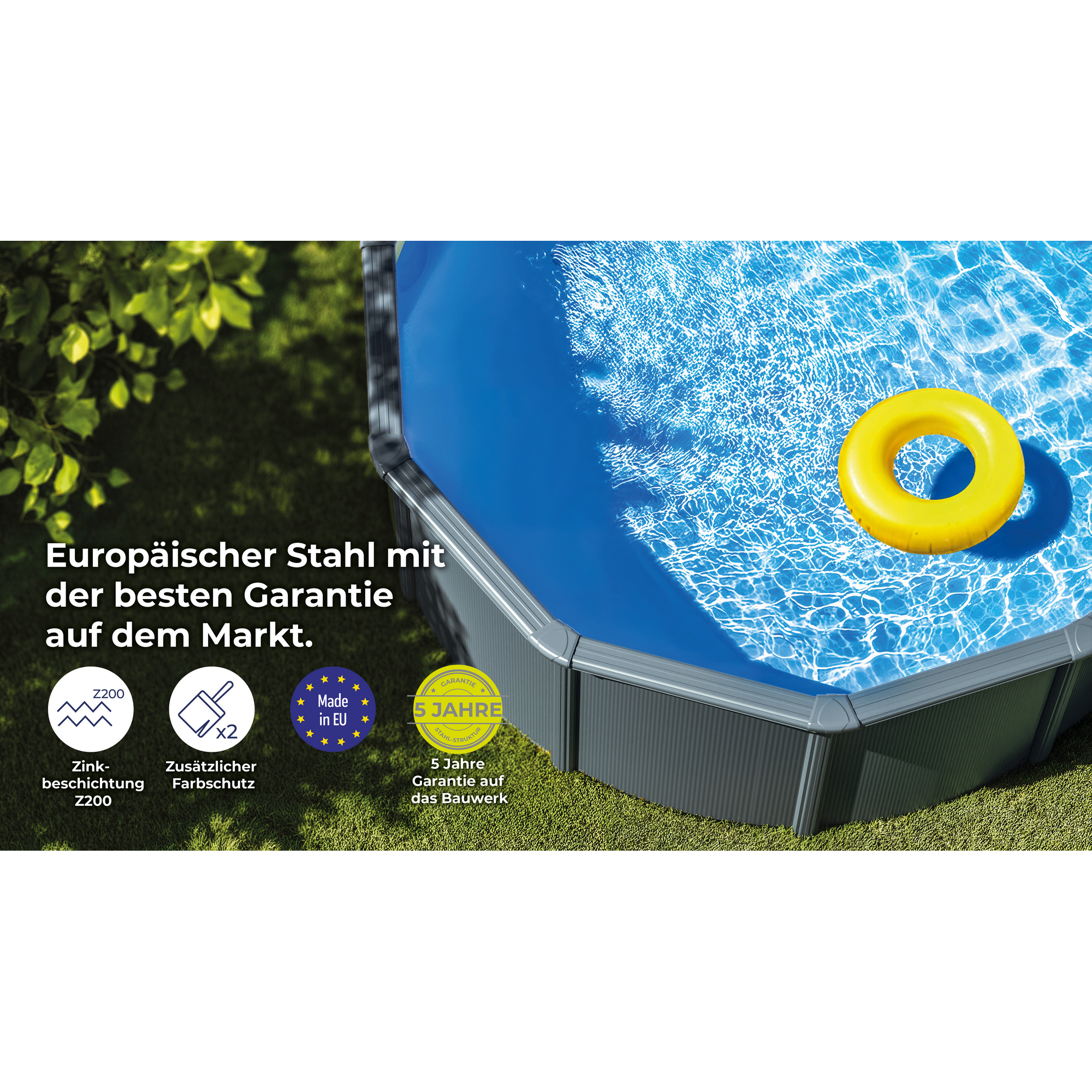 Stahlwandpool-Set 'Anthracite' oval 610 × 375 × 132 cm