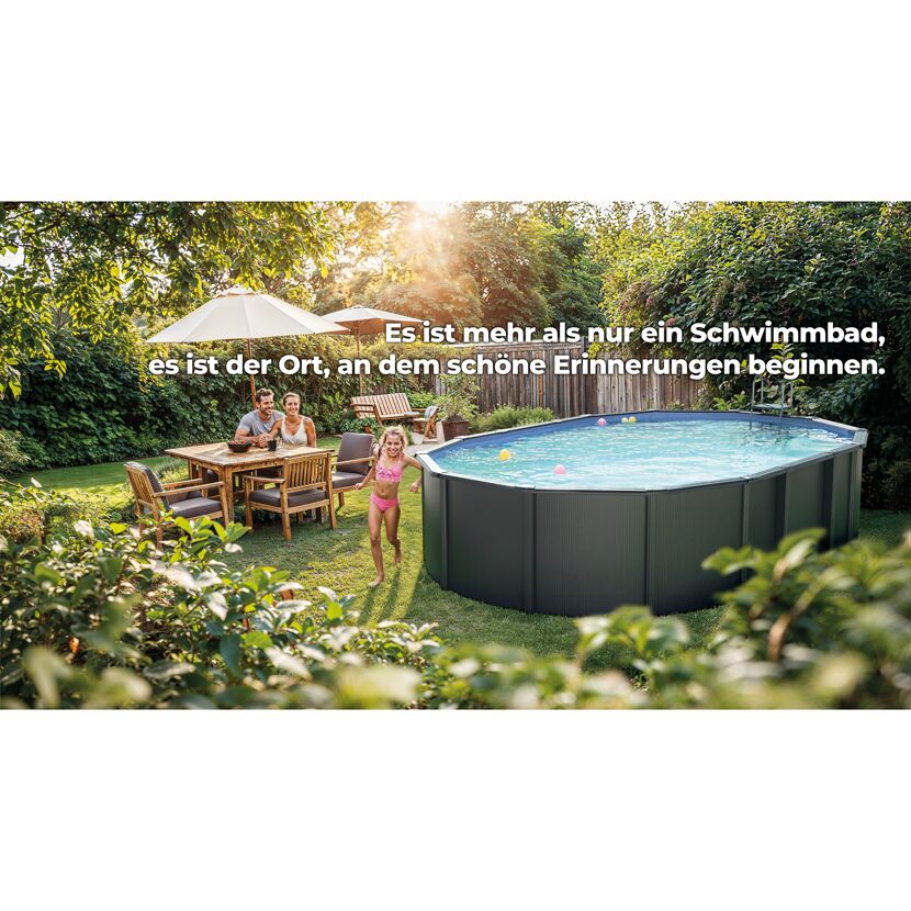 Stahlwandpool-Set 'Anthracite' oval 610 × 375 × 132 cm