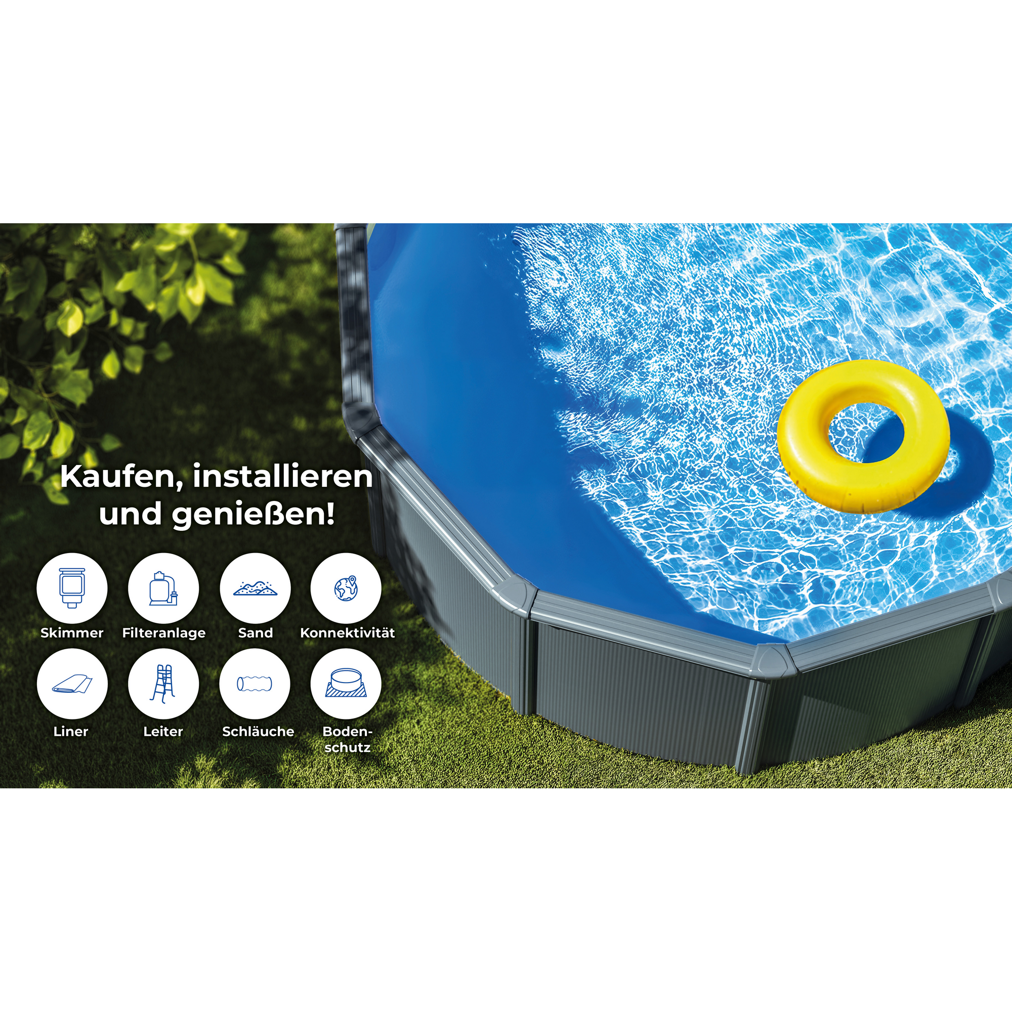 Stahlwandpool-Set 'Anthracite' oval 610 × 375 × 132 cm