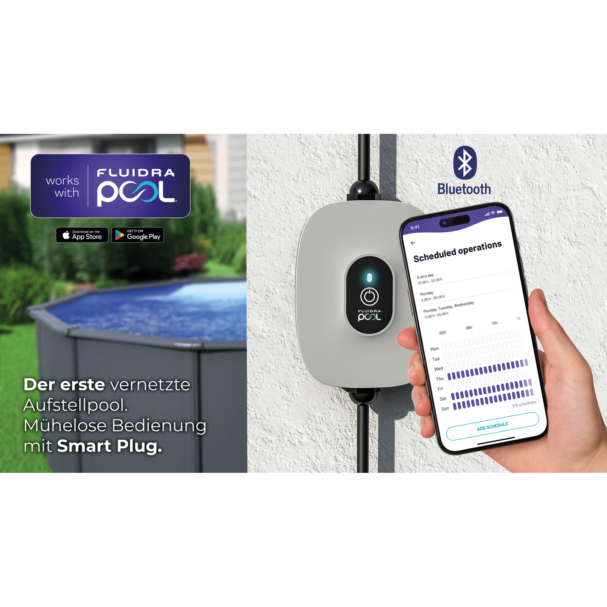 Stahlwandpool-Set 'Anthracite' oval 730 × 375 × 132 cm, mit Seitenstützen