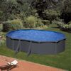 Stahlwandpool-Set 'Anthracite' oval 610 × 375 × 132 cm, mit Seitenstützen