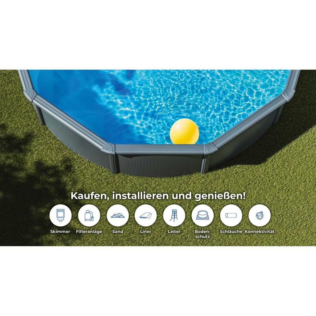 Stahlwandpool-Set 'Anthracite' Ø 460 × 132 cm