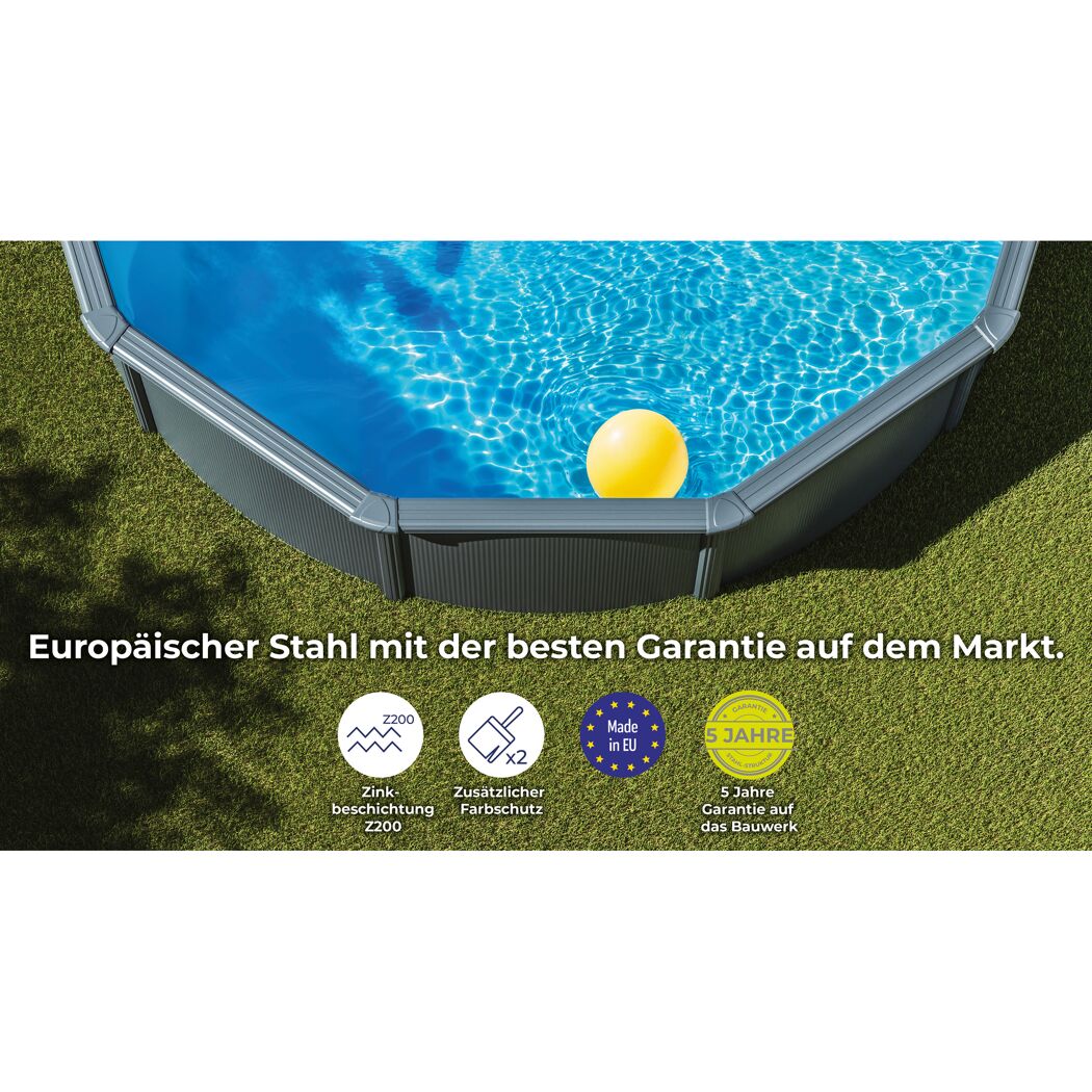 Stahlwandpool-Set 'Anthracite' Ø 460 × 132 cm