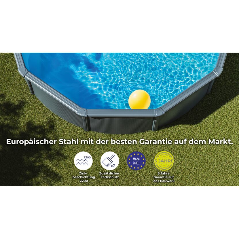 Stahlwandpool-Set 'Anthracite' Ø 460 × 132 cm