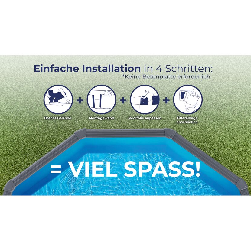 Stahlwandpool-Set 'Anthracite' Ø 460 × 132 cm