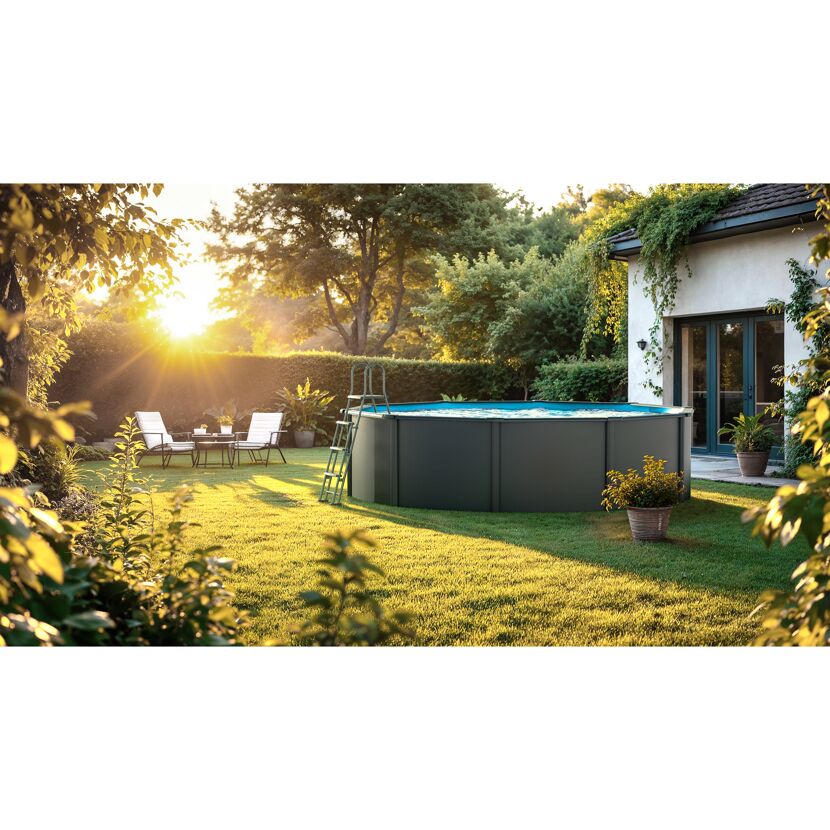 Stahlwandpool-Set 'Anthracite' Ø 350 × 132 cm