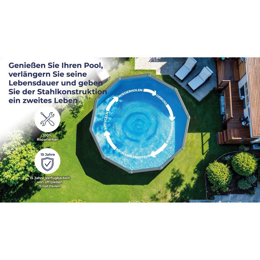 Stahlwandpool-Set 'Anthracite' Ø 350 × 132 cm