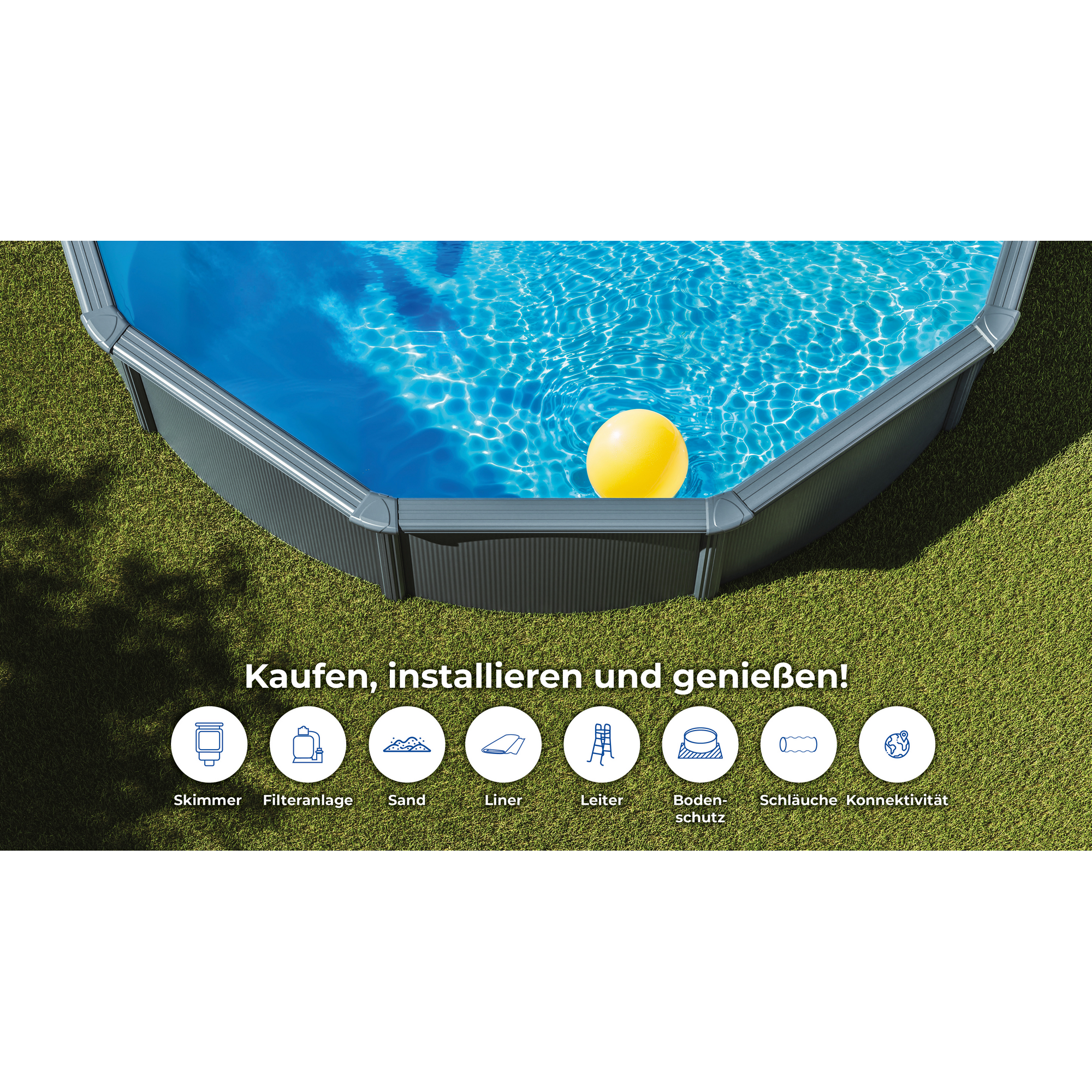 Stahlwandpool-Set 'Anthracite' Ø 350 × 132 cm