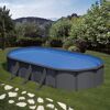 Stahlwandpool-Set 'Anthracite' oval 730 × 375 × 120 cm, mit Seitenstützen