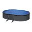 Stahlwandpool-Set 'Anthracite' oval 610 × 375 × 120 cm, mit Seitenstützen