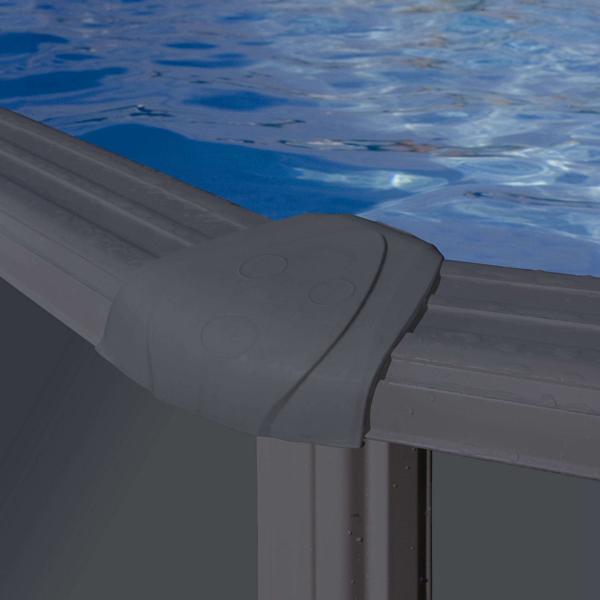 Stahlwandpool-Set 'Anthracite' oval 610 × 375 × 120 cm, mit Seitenstützen