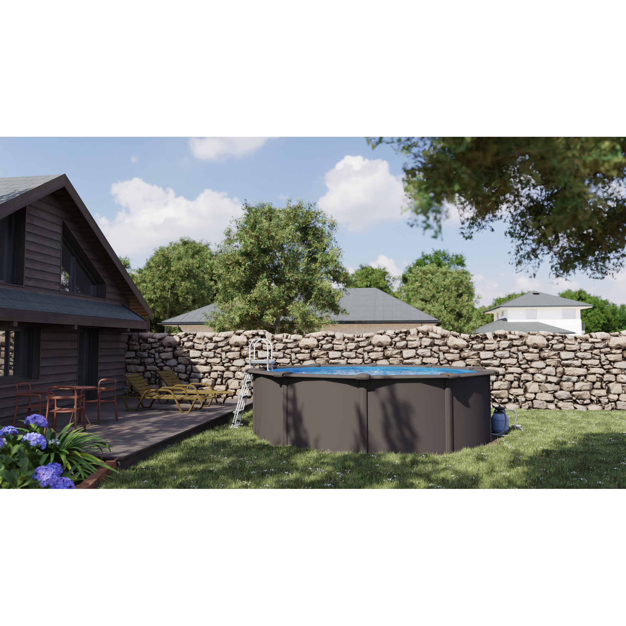 Stahlwandpool-Set 'Anthracite' Ø 460 × 120 cm