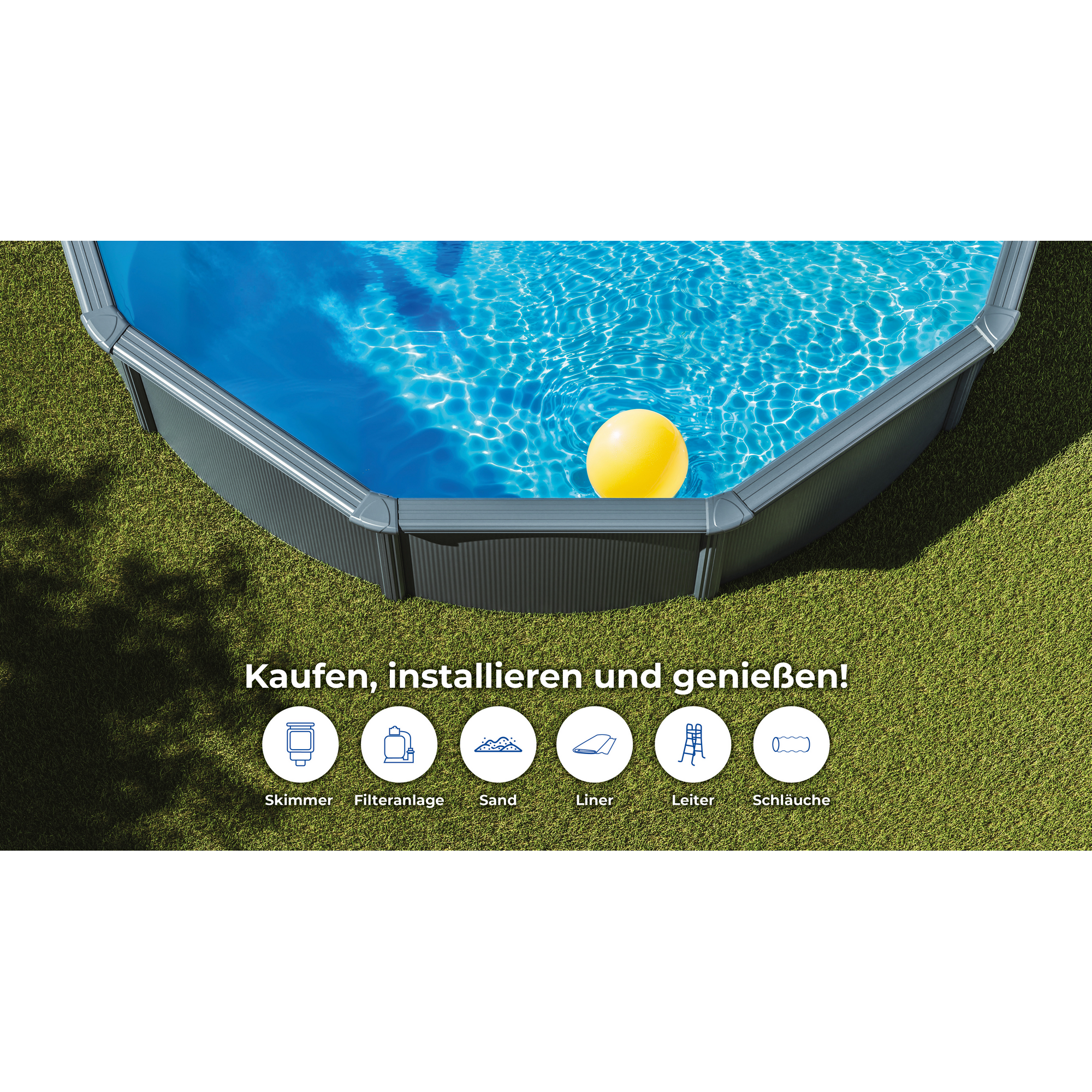 Stahlwandpool-Set 'Anthracite' Ø 460 × 120 cm