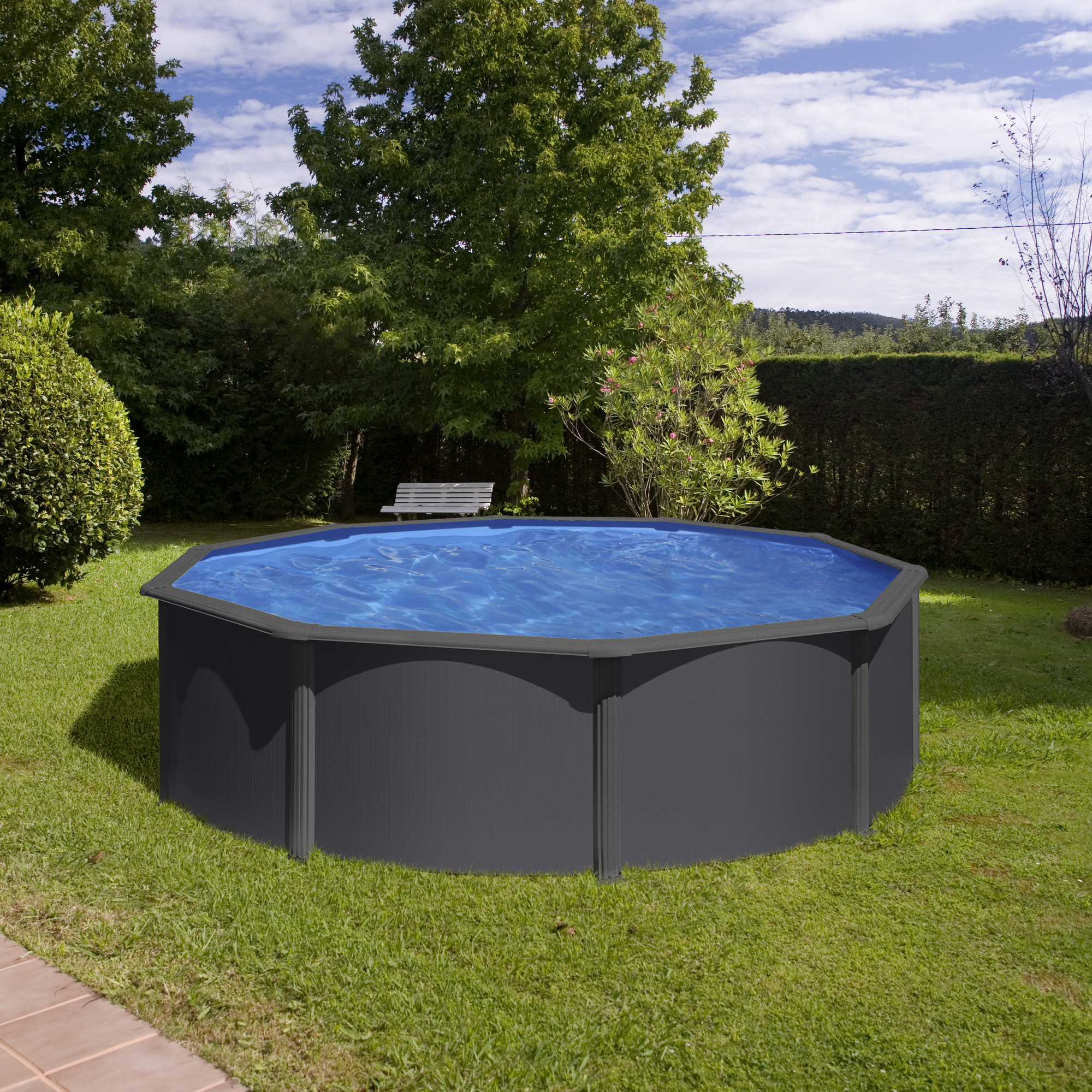 Stahlwandpool-Set 'Anthracite' Ø 350 × 120 cm