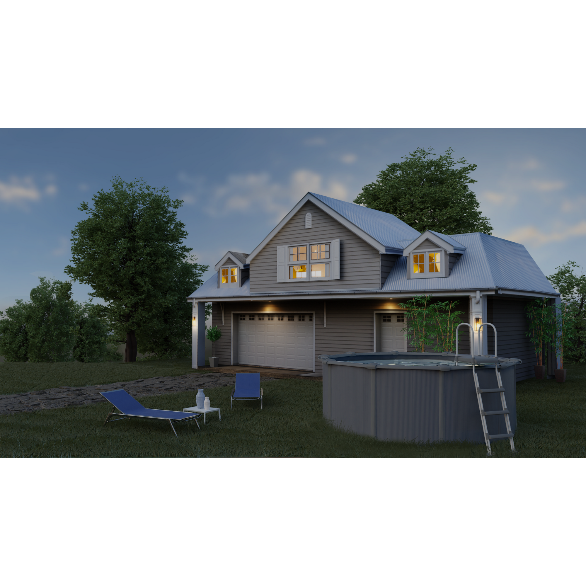 Stahlwandpool-Set 'Anthracite' Ø 300 × 120 cm