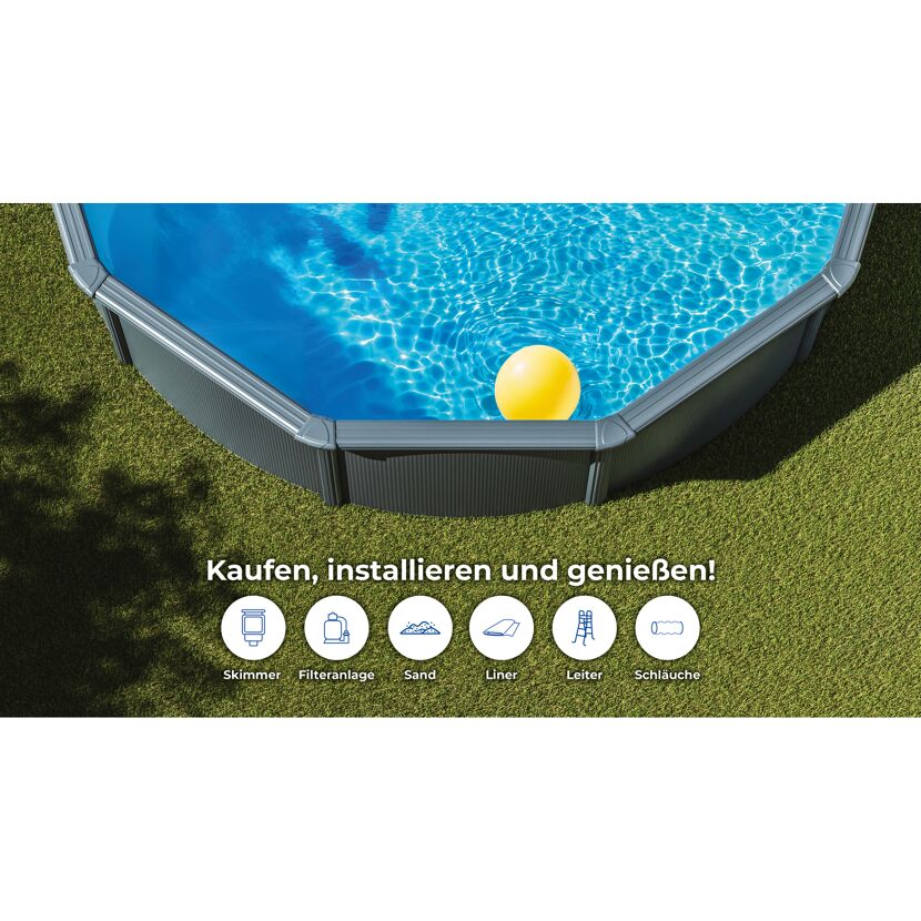 Stahlwandpool-Set 'Anthracite' Ø 300 × 120 cm