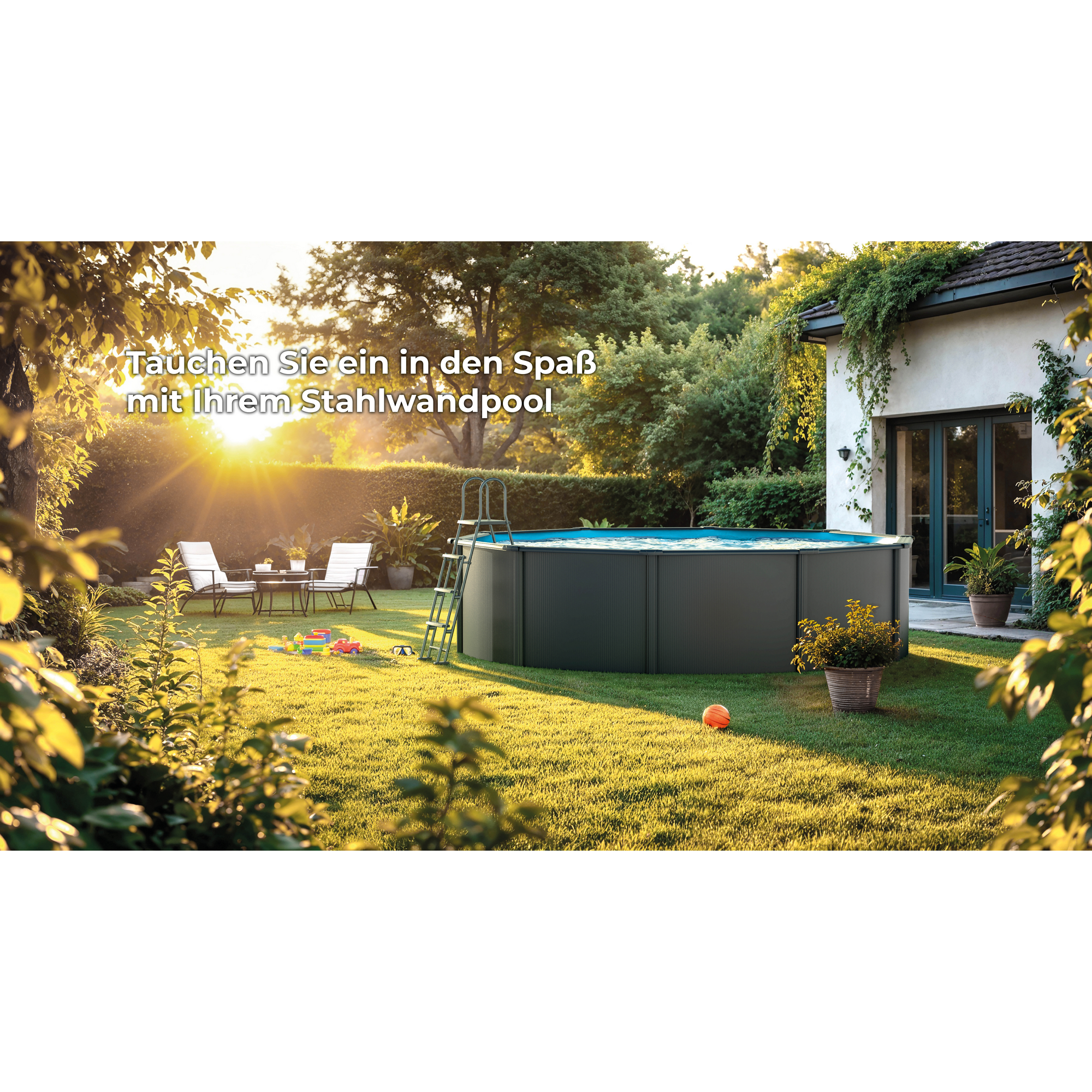 Stahlwandpool-Set 'Anthracite' Ø 300 × 120 cm