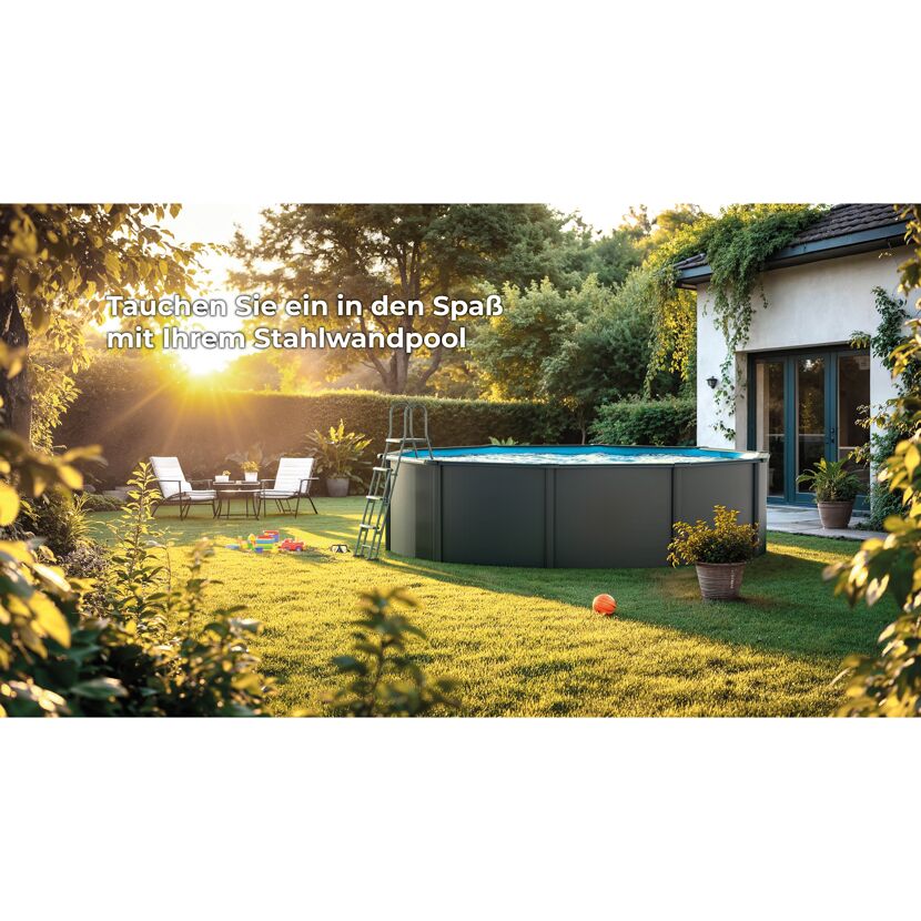 Stahlwandpool-Set 'Anthracite' Ø 300 × 120 cm