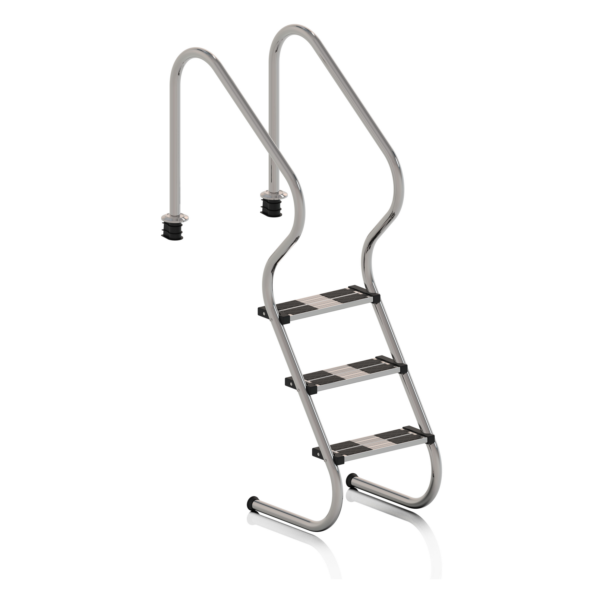 Pool-Einhängeleiter Edelstahl mit 3 Stufen 50 x 183,5 cm