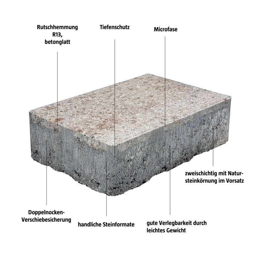 Pflasternstein 'SlimStone' muschelkalkfarben 12 x 18 x 5 cm