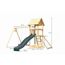 Kinderspielturm 'Lotti' Fichtenholz naturbelassen mit Rutsche anthrazit, Doppelschaukel, Netzrampe 107 x 291 x 107 cm