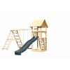 Kinderspielturm 'Lotti' Fichtenholz naturbelassen mit Rutsche anthrazit, Doppelschaukelanbau, Klettergerüst, Kletterwand 107 x 291 x 107 cm