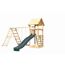 Kinderspielturm 'Lotti' Fichtenholz naturbelassen mit Rutsche anthrazit, Doppelschaukelanbau, Klettergerüst, Kletterwand 107 x 291 x 107 cm