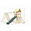 Kinderspielturm 'Lotti' Fichtenholz naturbelassen mit Rutsche anthrazit, Doppelschaukelanbau, Klettergerüst, Netzrampe 107 x 291 x 107 cm