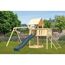 Kinderspielturm 'Lotti' Fichtenholz naturbelassen mit Rutsche anthrazit, Doppelschaukel, Anbauplattform, Netzrampe 107 x 291 x 107 cm