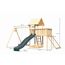 Kinderspielturm 'Lotti' Fichtenholz naturbelassen mit Rutsche anthrazit, Doppelschaukel, Anbauplattform, Netzrampe 107 x 291 x 107 cm