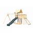 Kinderspielturm 'Lotti' Fichtenholz naturbelassen mit Rutsche anthrazit, Doppelschaukel, Anbauplattform, Netzrampe 107 x 291 x 107 cm