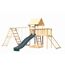 Kinderspielturm 'Lotti' Fichtenholz naturbelassen mit Rutsche anthrazit, Doppelschaukel, Klettergerüst, Anbauplattform, Netzrampe 107 x 291 x 107 cm
