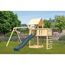 Kinderspielturm 'Lotti' Fichtenholz naturbelassen mit Rutsche anthrazit, Doppelschaukel, Anbauplattform, Kletterwand 107 x 291 x 107 cm