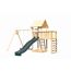 Kinderspielturm 'Lotti' Fichtenholz naturbelassen mit Rutsche anthrazit, Doppelschaukel, Anbauplattform, Kletterwand 107 x 291 x 107 cm