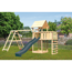Kinderspielturm 'Lotti' Fichtenholz naturbelassen mit Rutsche anthrazit, Doppelschaukel, Klettergerüst, Anbauplattform, Kletterwand 107 x 291 x 107 cm