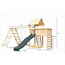 Kinderspielturm 'Lotti' Fichtenholz naturbelassen mit Rutsche anthrazit, Doppelschaukel, Klettergerüst, Anbauplattform, Kletterwand 107 x 291 x 107 cm