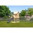 Kinderspielhaus 'Frieda' Fichtenholz naturbelassen mit Rutsche anthrazit 107 x 291 x 107 cm