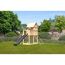 Kinderspielhaus 'Frieda' Fichtenholz naturbelassen mit Rutsche anthrazit, Netzrampe 107 x 291 x 107 cm