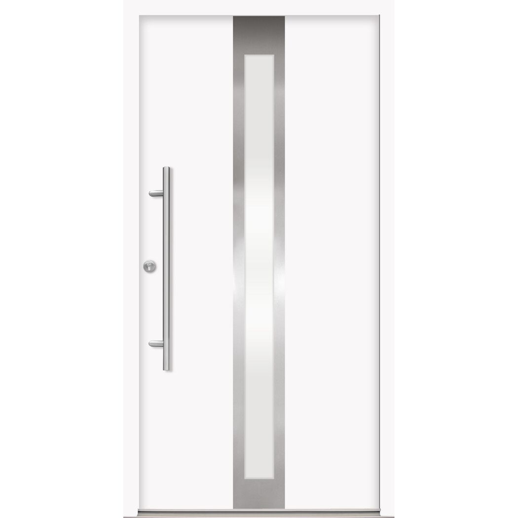 Alu-Stahlhaustür 'B01' weiß links 110 x 210 cm